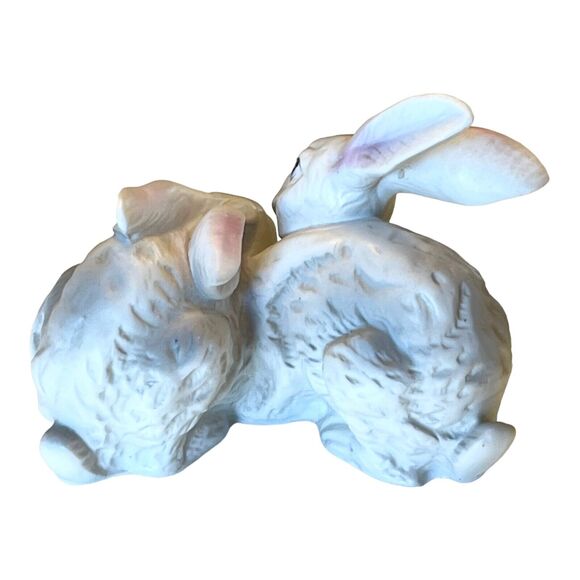 Ardco Porcelain Bunny Rabbit Figurine 5” White Pink Gray Easter Farm Decor Vtg - Picture 4 of 7